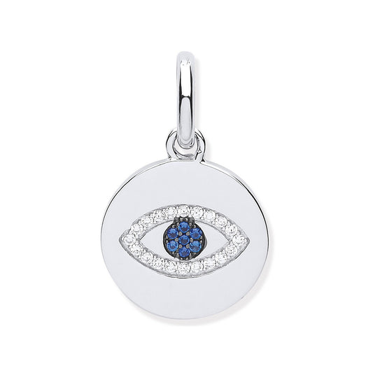 Silver Evil Eye Cubic Zirconia Drop Pendant