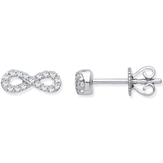 9ct White Gold Infinity 0.15ctw Diamond Studs