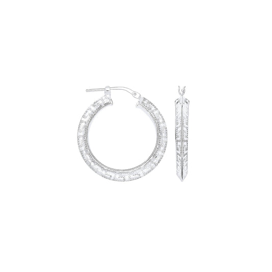 Silver Greek Key 20mm Hoop Earrings