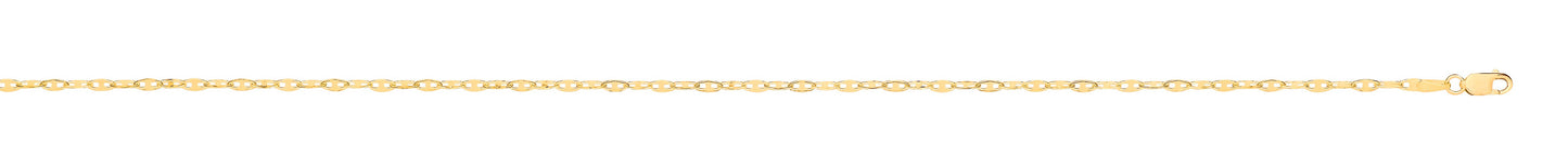 14ct Yellow Gold Hollow Shiny Anchor 2.2mm Chain