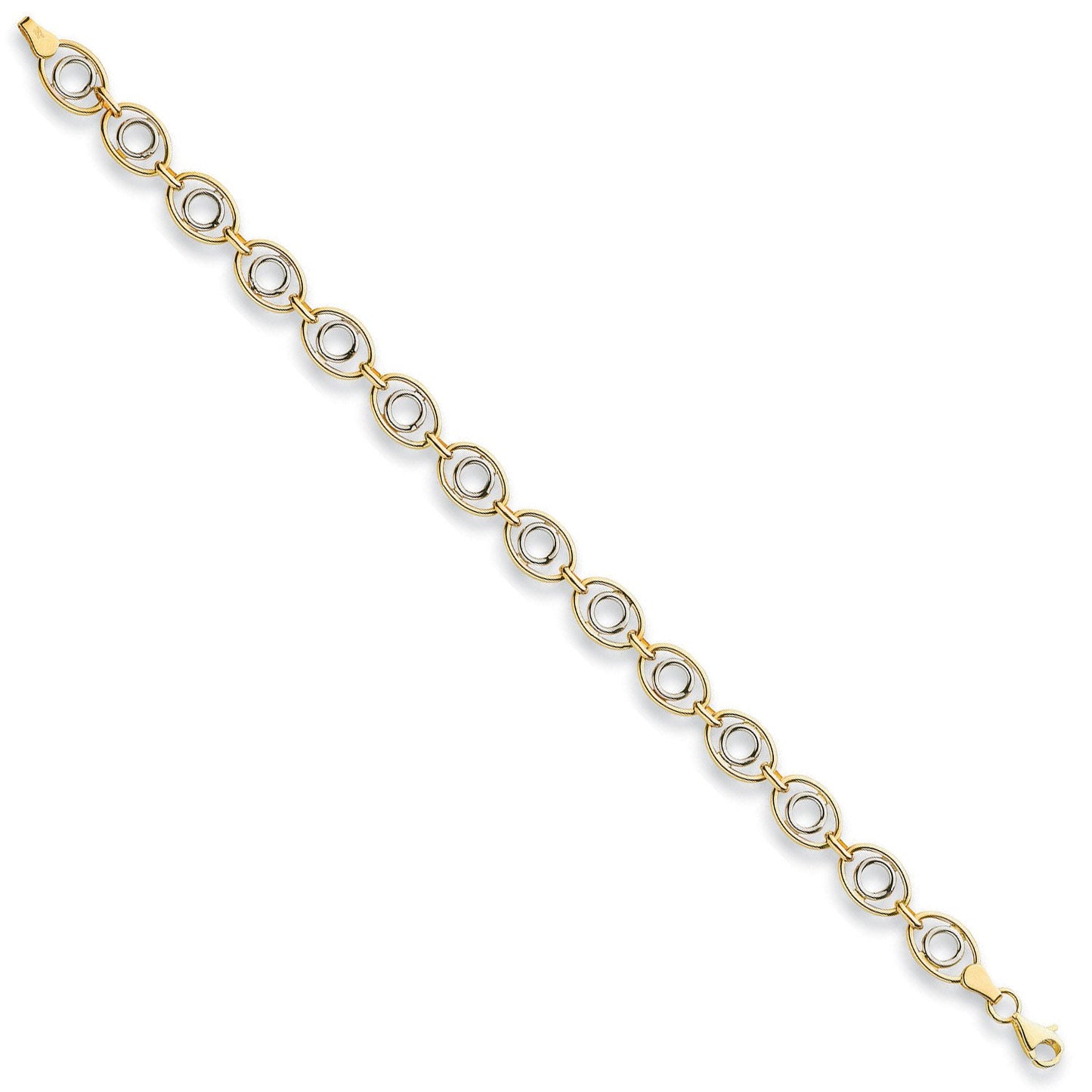 White & Yellow Gold 8mm Fancy Oval Linked Bracelet - 4.0g (HNN-947050)