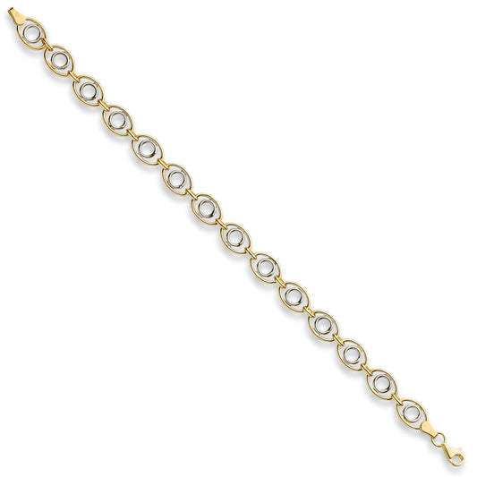 White & Yellow Gold 8mm Fancy Oval Linked Bracelet - 4.0g (HNN-947050)