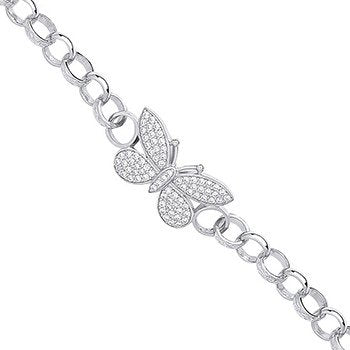 Silver Cubic Zirconia Butterfly Baby Bracelet