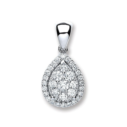 18ct White Gold 0.40ct Diamond Pear Shoulder Pendant