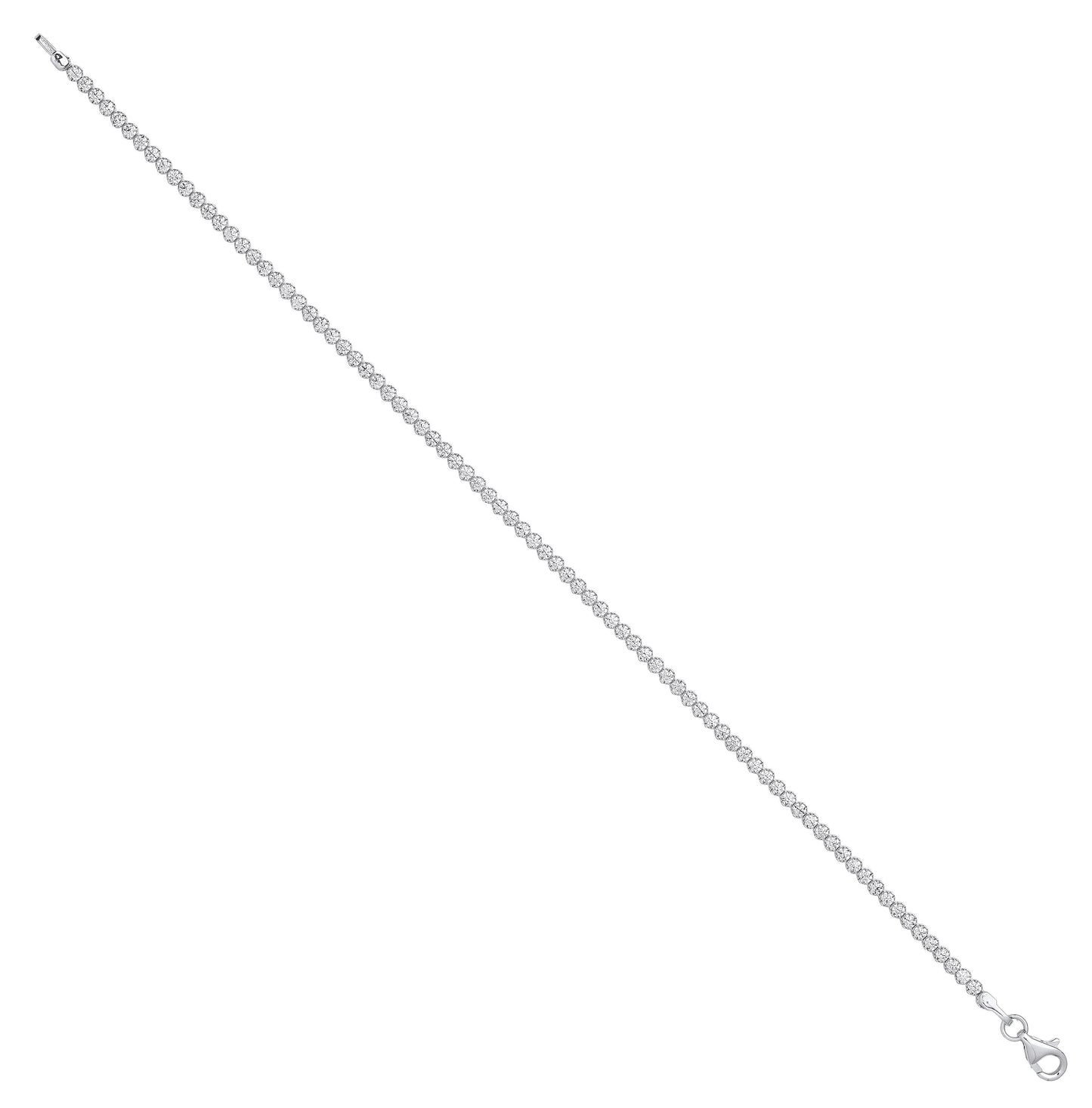 White Gold 2.1mm Round Cubic Zirconia Ladies Tennis Bracelet