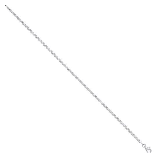 White Gold 2.1mm Round Cubic Zirconia Ladies Tennis Bracelet