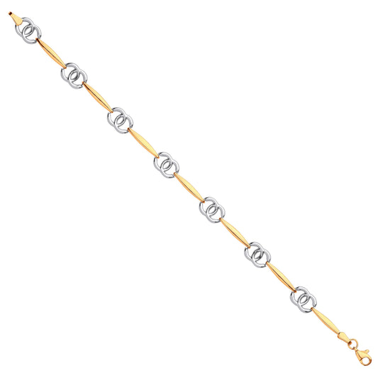 White & Yellow Gold Interlocking Circles Ladies Bracelet