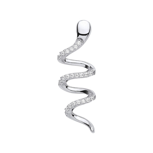 Silver Snake Cubic Zirconia Drop Pendant
