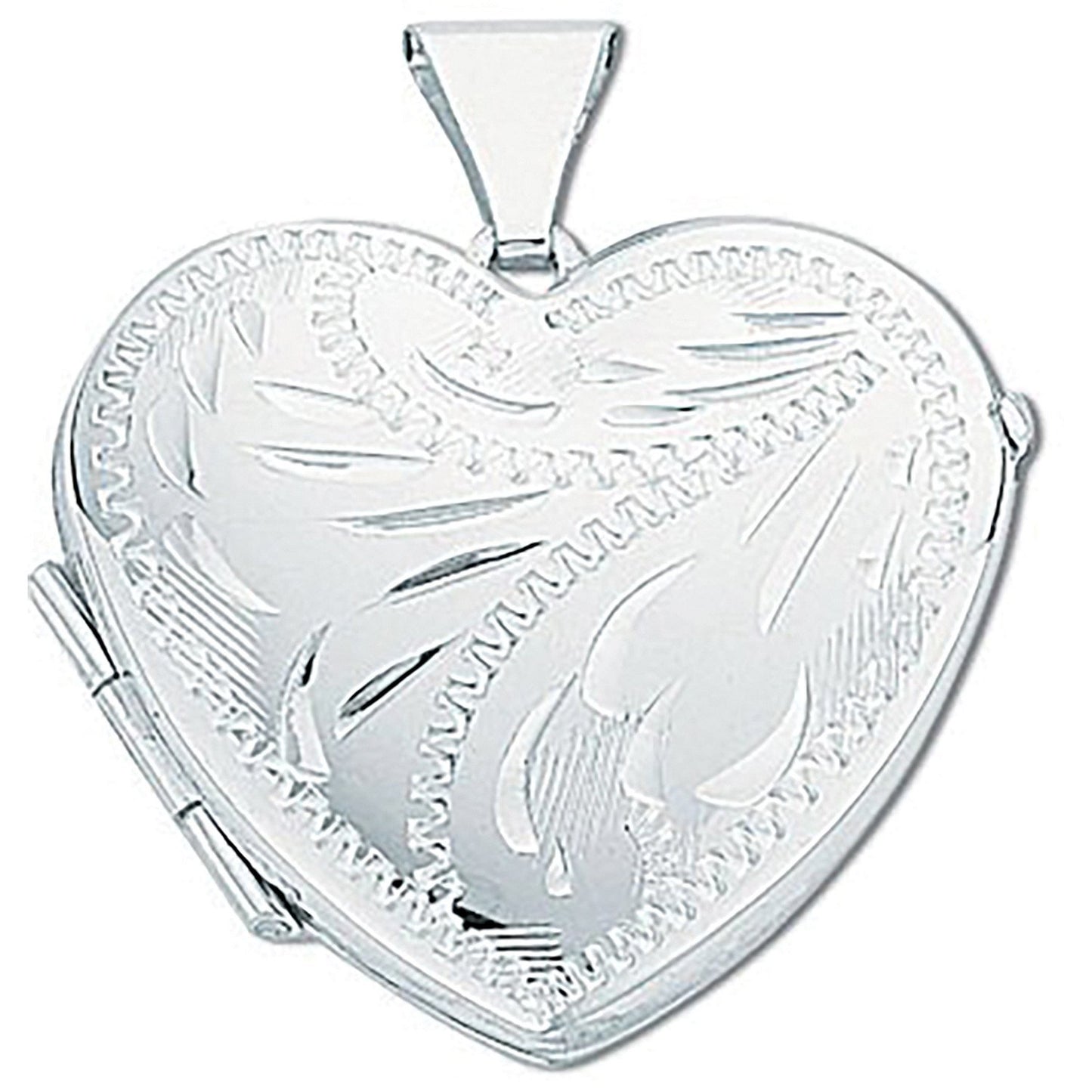 Silver Medium Engraved Heart Shaped Locket (HNN-8391FF)