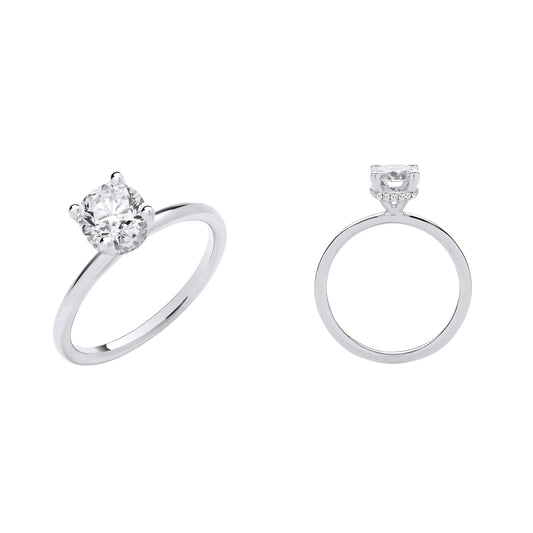 18ct White Gold 1.05ctw Solitaire Lab Grown Hidden Halo Diamond Ring IGI Certified