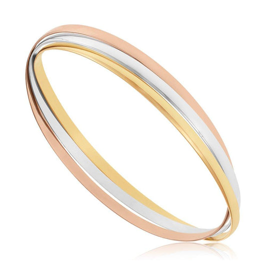 Yellow, White & Rose Gold 3mm Russian Wedding Bangle