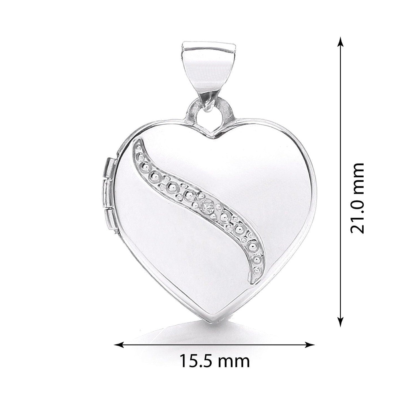 White Gold Heart Shape Locket with Diamond (HNN-395E17)