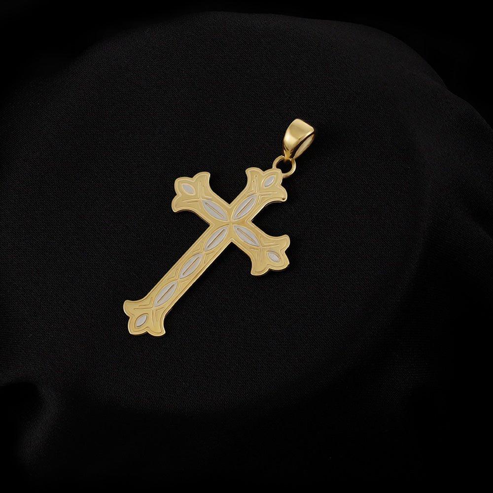 Yellow & White Gold Russian Orthodox Cross