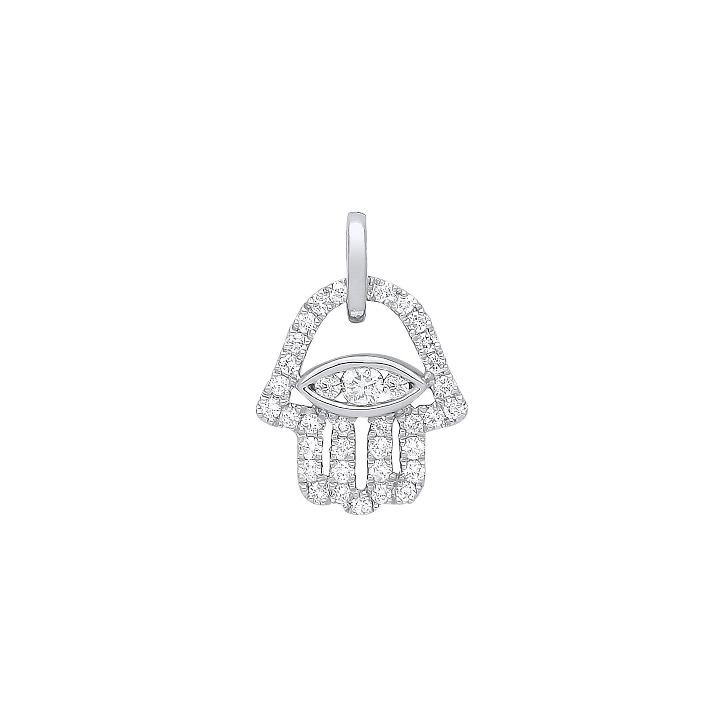 9ct White Gold 0.22ct Diamonds Hamsa Pendant