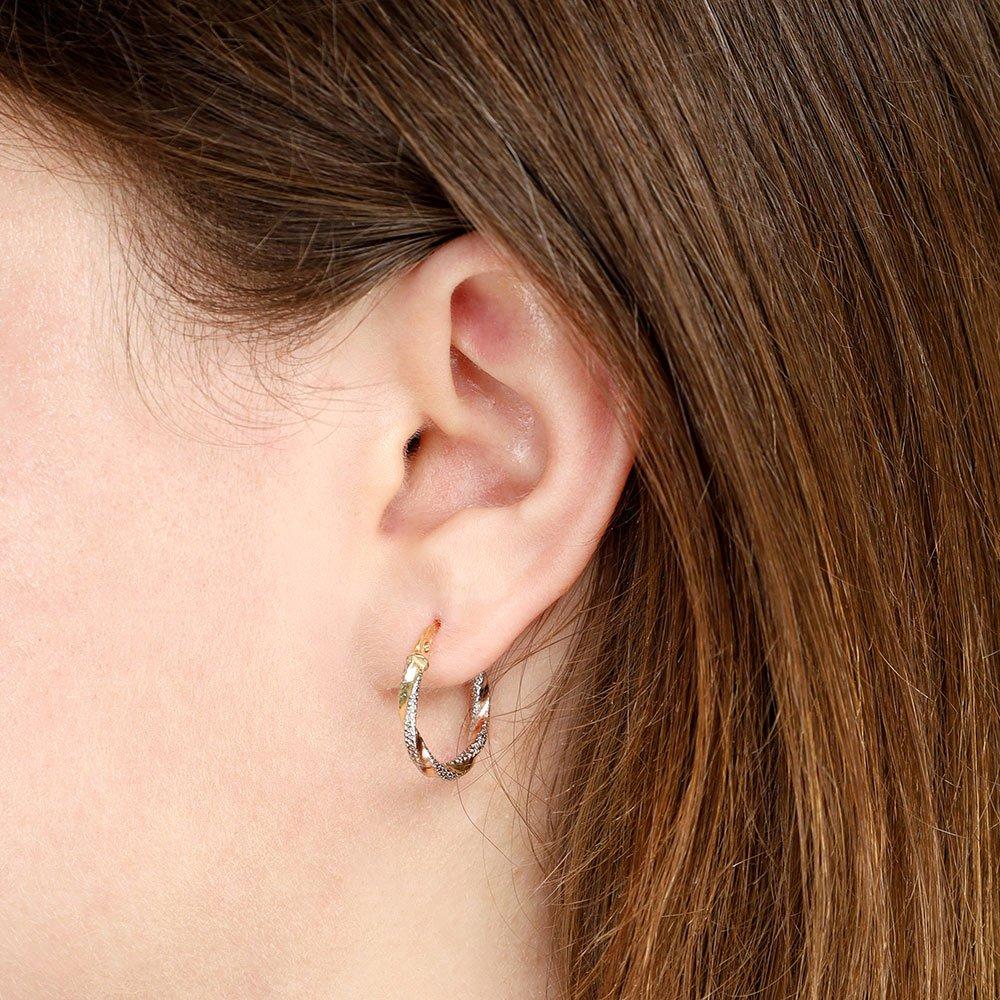 Yellow, White & Rose Gold 20mm Twist Earrings