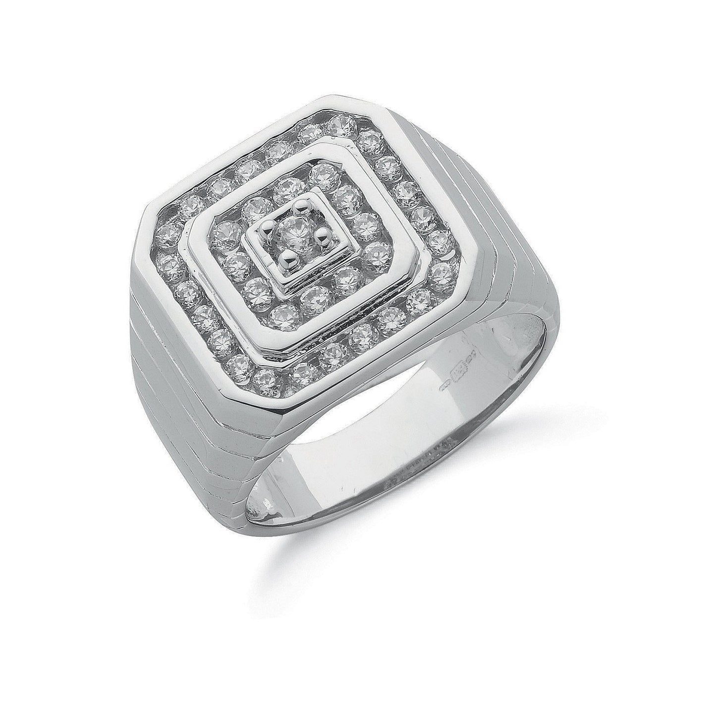 Silver Gents Cubic Zirconia Ring (HNN-585D14)