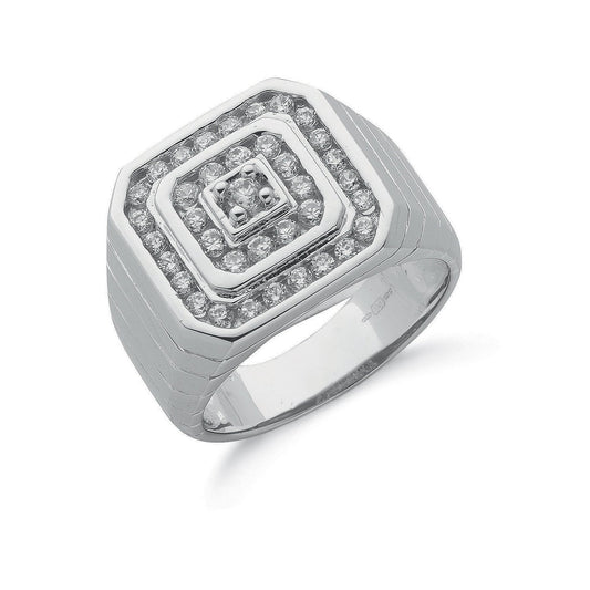 Silver Gents Cubic Zirconia Ring (HNN-585D14)