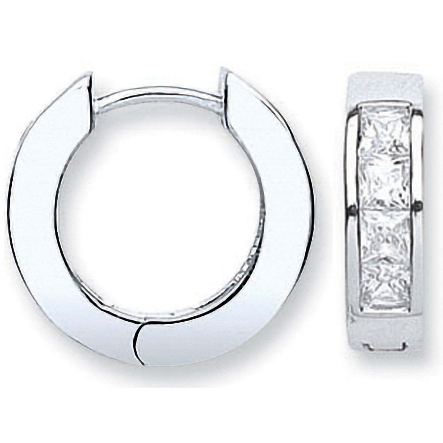Silver Cubic Zirconia Huggies - 4.4mm