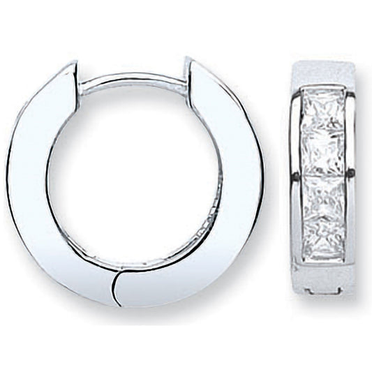 Silver Cubic Zirconia Huggies - 4.4mm