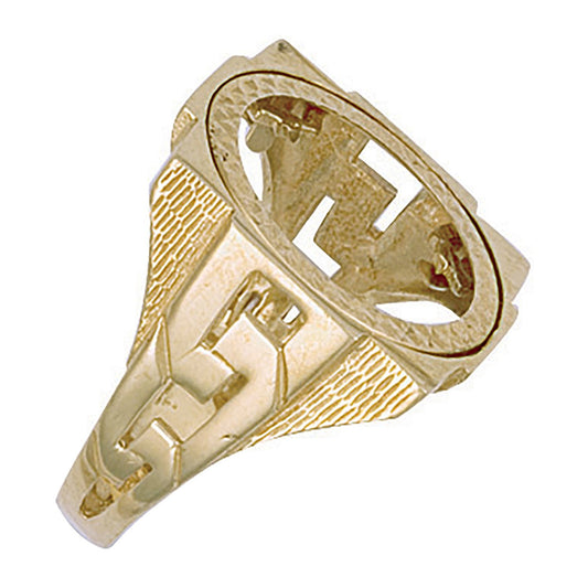 Yellow Gold (Half) Square Top ID Sides Sovereign Ring