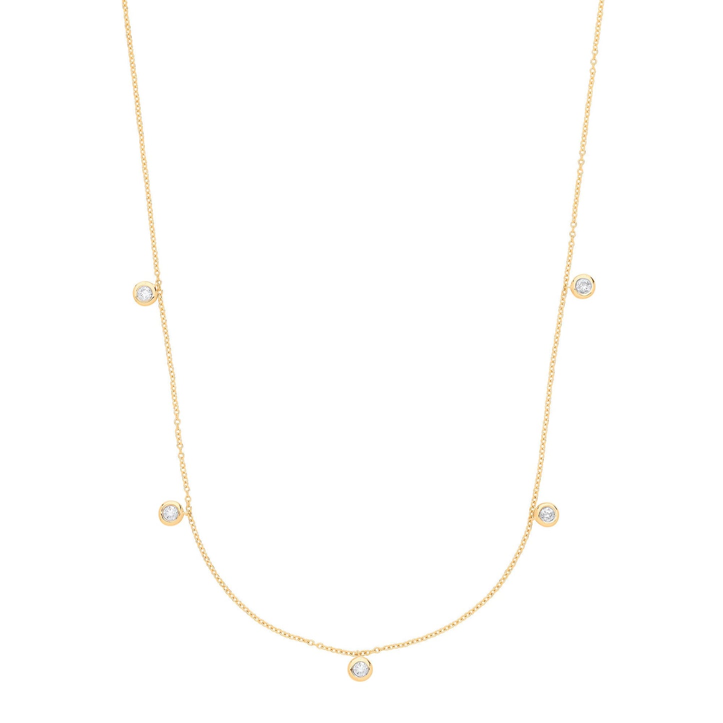 9ct Yellow Gold Rub-Over 0.25ctw Diamond (18in/45cm) Chain