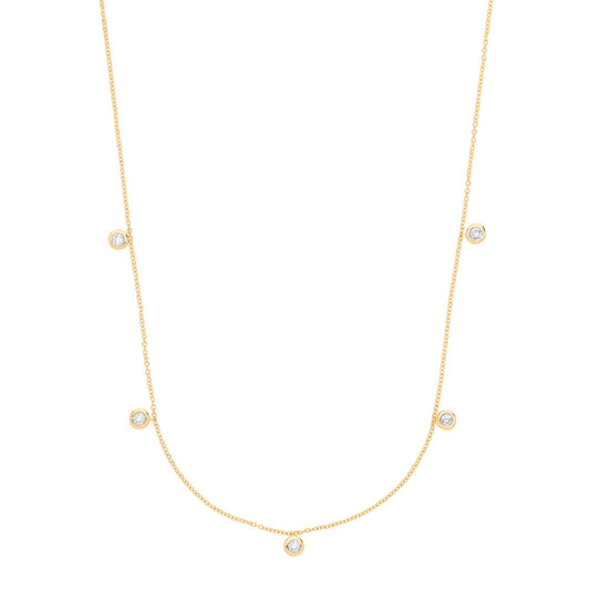 9ct Yellow Gold Rub-Over 0.25ctw Diamond (18in/45cm) Chain