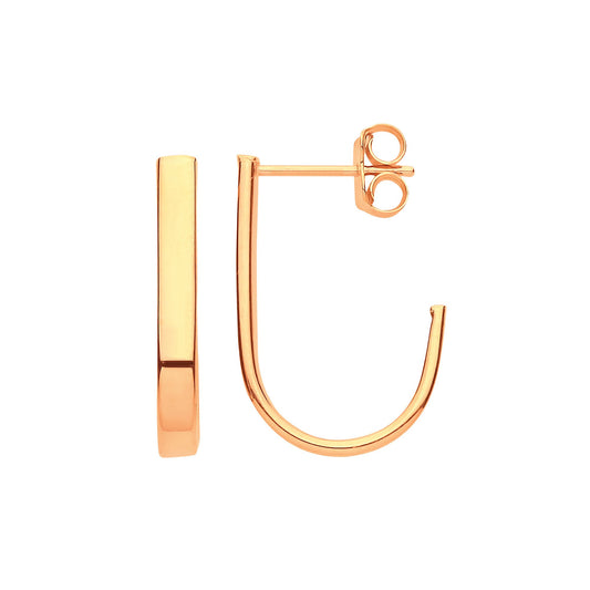 Yellow Gold Plain 'J' Hoop Earrings