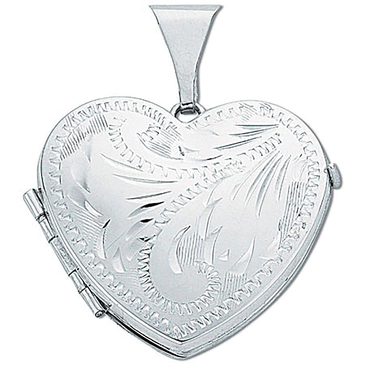 Silver Engraved Heart Shaped Family Locket (HNN-49370C)