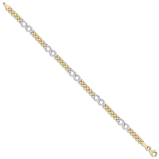 Yellow and White Gold Eternity Fancy Link Ladies Bracelet