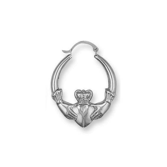 Silver Claddagh 25mm Creole Earrings