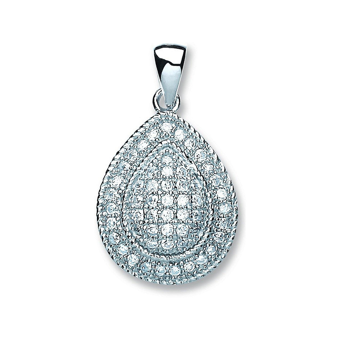 Silver Large Pear Shape Cubic Zirconia Pendant