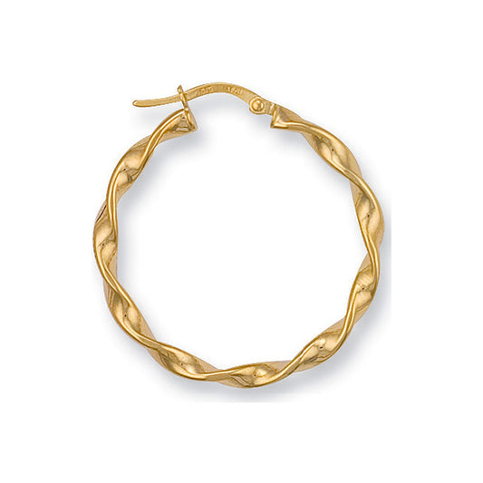 Yellow Gold 31mm Twisted Hoop Earrings - 1.4g