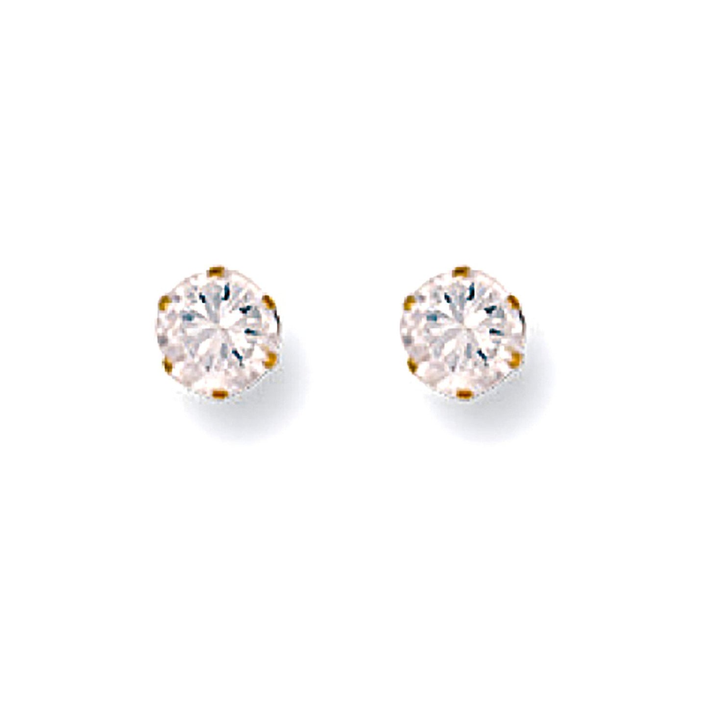 9ct Yellow Gold 4mm Claw Set Cubic Zirconia Studs