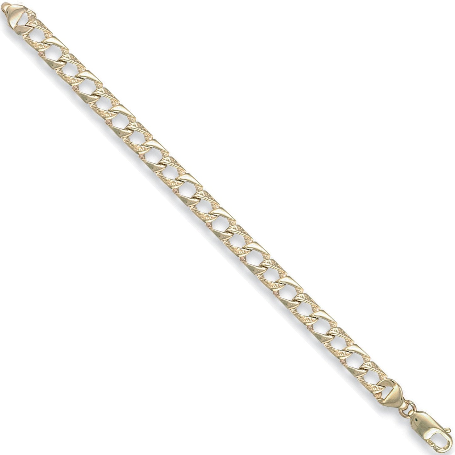 Yellow Gold 7mm Plain & Bark Casted Curb Baby Bracelet