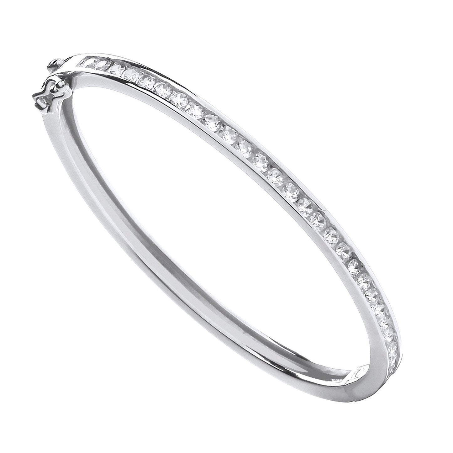 Silver Channel Set Cubic Zirconias Baby Bangle