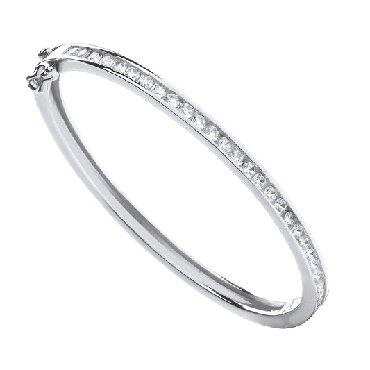Silver Channel Set Cubic Zirconias Baby Bangle
