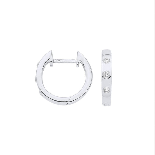 9ct White Gold 0.08ct Rubover Huggies