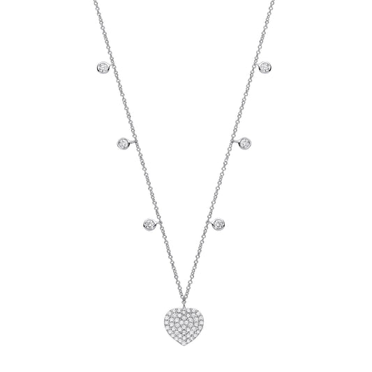 9ct White Gold 0.45ctw Heart Necklace