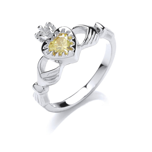 Silver Cubic Zirconia Claddagh Ring