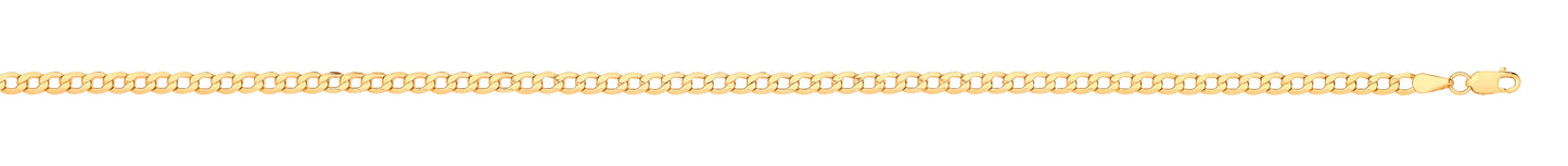 14ct Yellow Gold Hollow Beveled Curb 3.5mm Chain