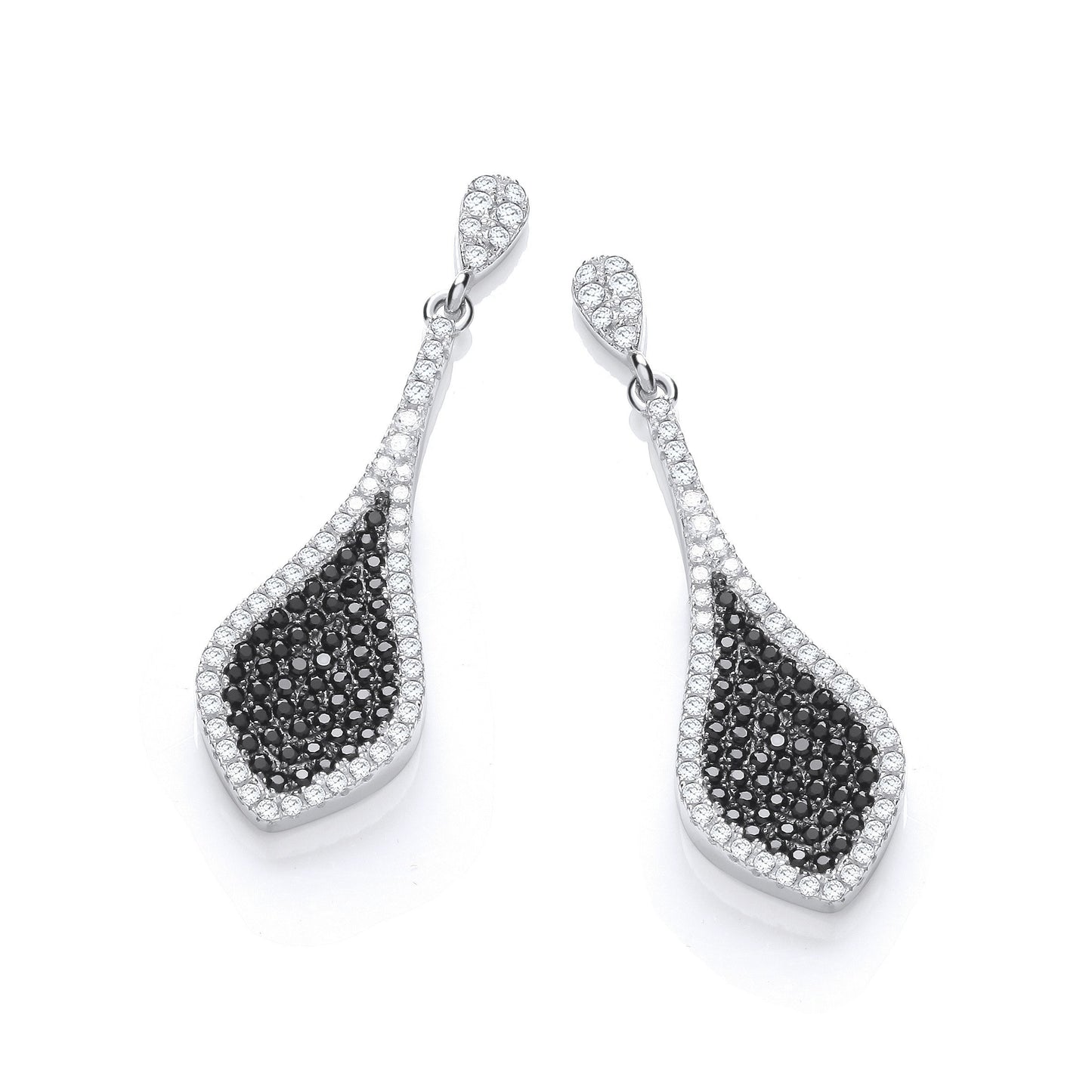 Micro Pave Black & Clear Cubic Zirconia Drop Earrings
