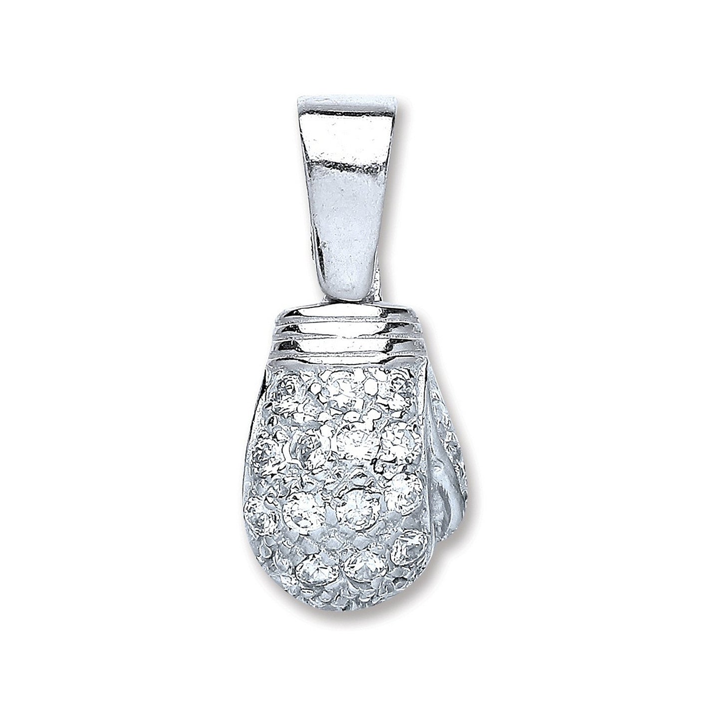 Silver Boxing Glove Cubic Zirconia Pendant - 10.5g