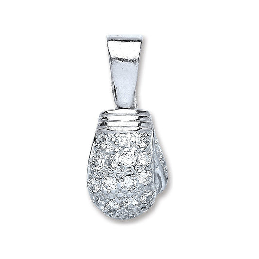 Silver Boxing Glove Cubic Zirconia Pendant - 10.5g