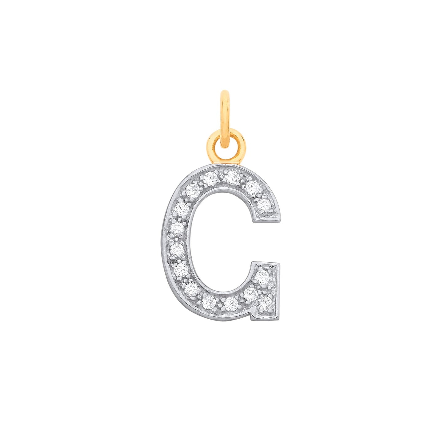 Yellow Gold Medium Cubic Zirconia Initial Pendants