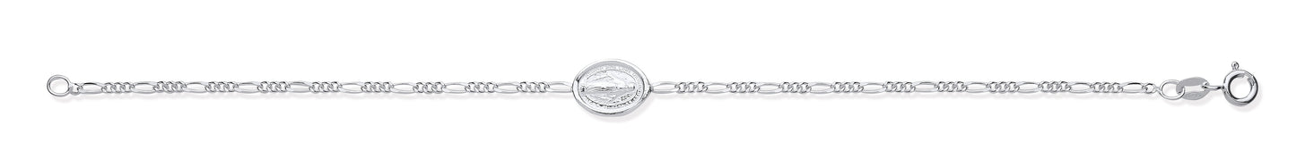 Silver Miraculous Medallion 17" Necklace/07" Bracelet