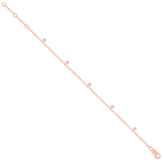 9ct Rose Gold Rub-Over 0.10ctw Diamond Bracelet