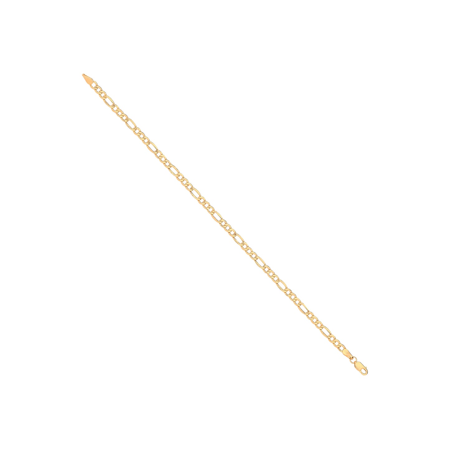 14ct Yellow Gold Hollow Beveled Figaro 3.4mm Chain