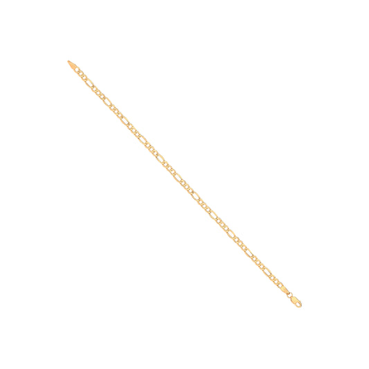 14ct Yellow Gold Hollow Beveled Figaro 3.4mm Chain