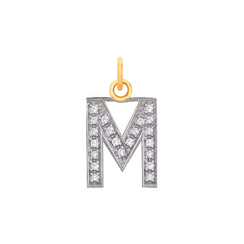 Yellow Gold Medium Cubic Zirconia Initial Pendants