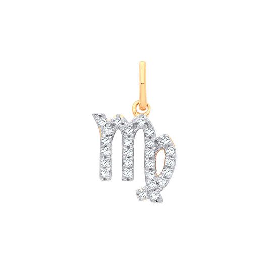 9ct Yellow Gold Virgo Zodiac 0.12ct Pendant